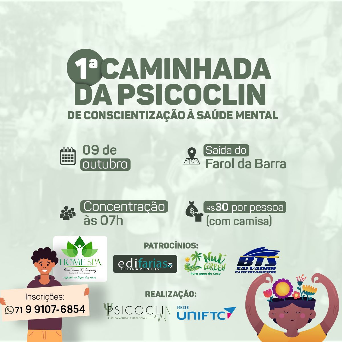UniFTC e Psicoclin realizam caminhada de conscientização da saúde mental em Salvador