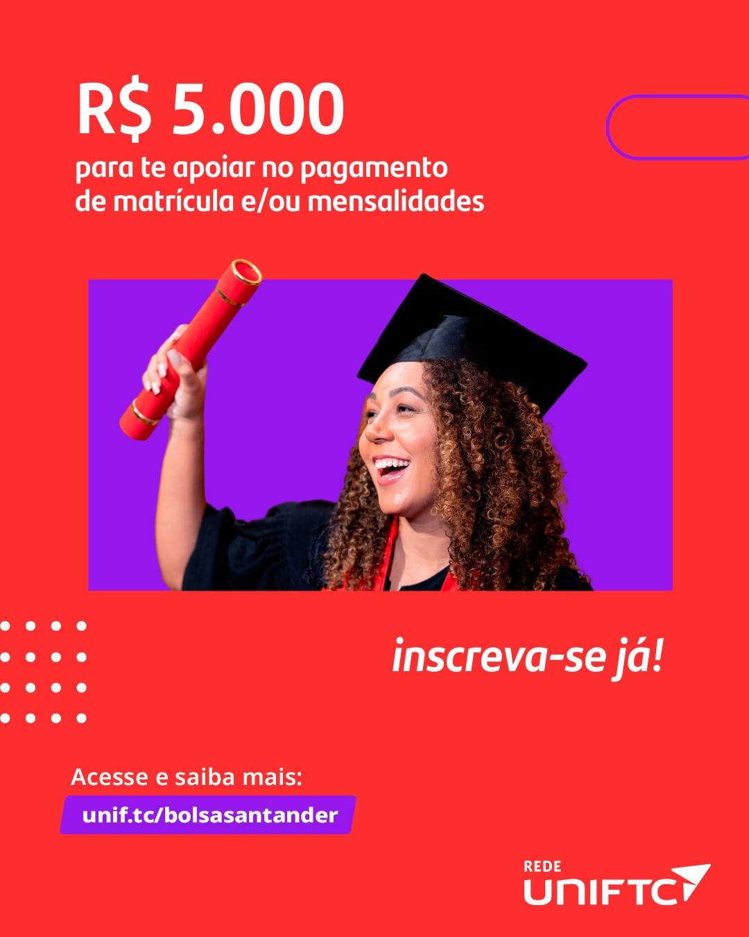 Banco Santander oferece 15 bolsas para estudantes da UniFTC